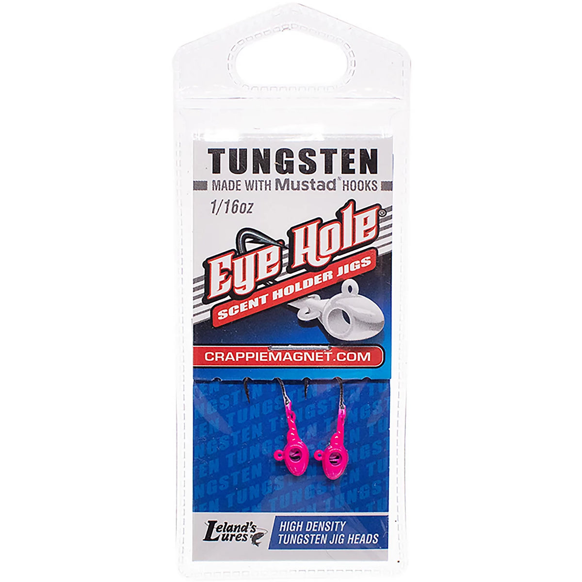Leland’s Lures Crappie Magnet Tungsten Eye Hole Jighead Pink 1/16oz | 2-Pack